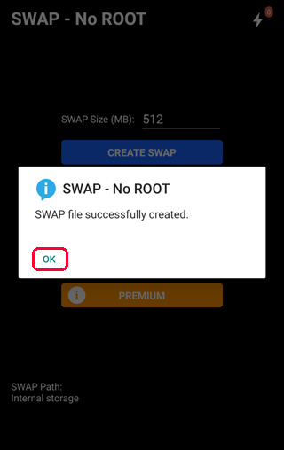 SWAP - No ROOT SWAP file successfully created.