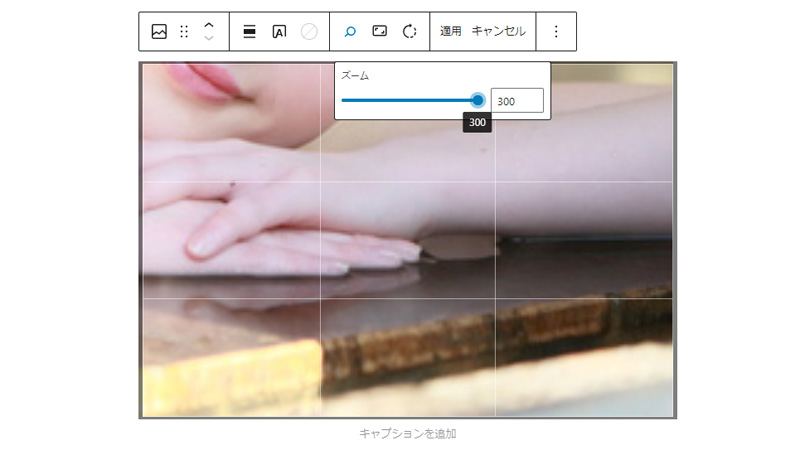 WordPress 切り抜きのズームツール 最大倍率は300%